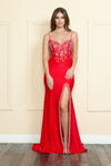 Load image into Gallery viewer, La Merchandise LAY9122 Spaghetti Strap Stretchy Prom Formal Gown Slit - RED - LA Merchandise