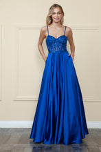 Load image into Gallery viewer, La Merchandise LAY9126 Satin A-line Formal Prom Gown w/ Pockets - ROYAL BLUE - LA Merchandise