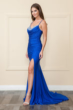 Load image into Gallery viewer, La Merchandise LAY9130 Long Stretchy Embellished Prom Bodycon Dress - ROYAL BLUE - LA Merchandise