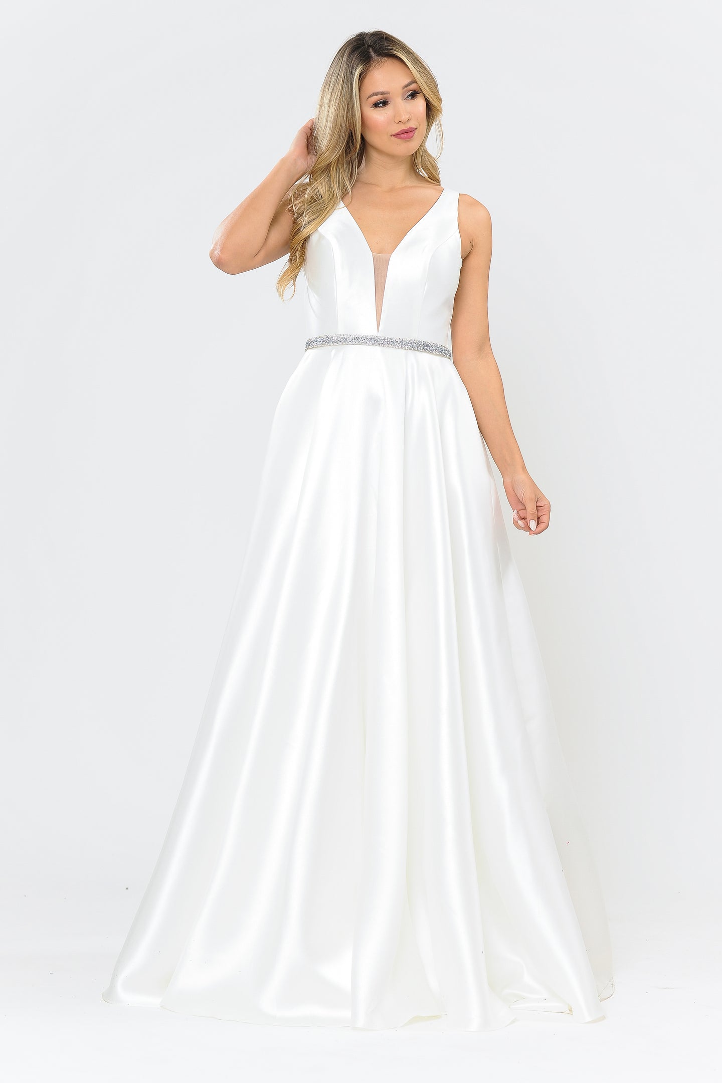 La Merchandise LAY8682B Simple Bridal Mikado A-line Wedding Dresses - OFF WHITE - LA Merchandise