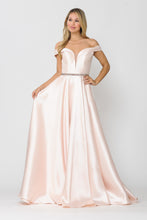 Load image into Gallery viewer, La Merchandise LAY 8686 Prom Mikado Off Shoulder Formal A-Line Gown - BLUSH - LA Merchandise
