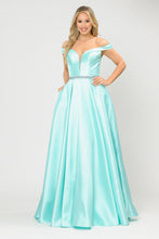 Load image into Gallery viewer, La Merchandise LAY 8686 Prom Mikado Off Shoulder Formal A-Line Gown - MINT - LA Merchandise