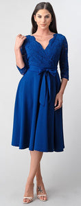 Pack of 3 - 3/4 Sleeve A-line Midi Dress - LAMG9116 - Royal Blue - LA Merchandise