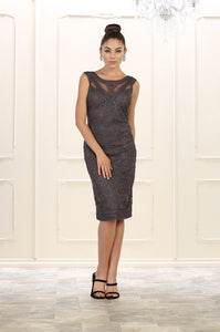 Sleeveless embroidered & rhinestone mesh dress- LA1541