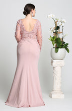 Load image into Gallery viewer, Long sleeve lace applique &amp; rhinestone long Ity dress- MQ1630