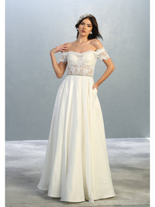 Off shoulder Bridal gown with side pockets- LA1639B