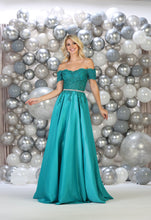 Load image into Gallery viewer, Off shoulder formal evening gown with side pockets- MQ1639