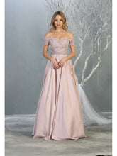Load image into Gallery viewer, Off shoulder formal evening gown with side pockets- MQ1639