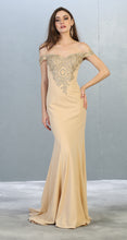 Load image into Gallery viewer, Off shoulder lace appliques &amp; rhinestone long Ity dress- MQ1640