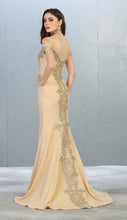 Load image into Gallery viewer, Off shoulder lace appliques &amp; rhinestone long Ity dress- MQ1640