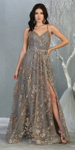 Shimmering Floral Evening Gown  - LA1787