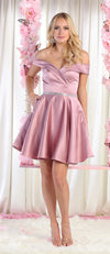 Load image into Gallery viewer, Classy Off the shoulder Prom Dress- LA1815 - Mauve - LA Merchandise