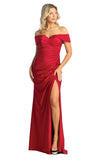 Load image into Gallery viewer, La Merchandise LA1825 Stretchy Off The Shoulder Long Prom Dress - BURGUNDY - LA Merchandise