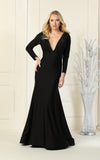 Load image into Gallery viewer, La Merchandise LAA381C Simple Stretchy Long Sleeve Bridesmaids Gowns - BLACK - LA Merchandise
