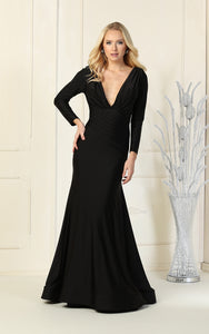 Long sleeve Bodycon Gown - LAA381C - BLACK - LA Merchandise