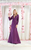 Load image into Gallery viewer, La Merchandise LAA381C Simple Stretchy Long Sleeve Bridesmaids Gowns - EGGPLANT - LA Merchandise