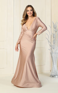 Long sleeve Bodycon Gown - LAA381C - MAUVE - LA Merchandise