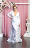 Load image into Gallery viewer, La Merchandise LAA381C Simple Stretchy Long Sleeve Bridesmaids Gowns - WHITE - LA Merchandise