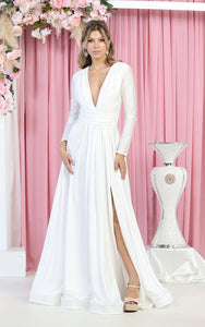 Long Sleeve Stretchy Gown - LA1835 - IVORY - LA Merchandise
