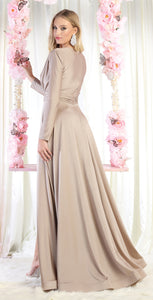 Long Sleeve Stretchy Gown - LA1835 - - LA Merchandise