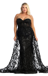 Red Carpet Stunning Lace Gown - LA1837 - BLACK - LA Merchandise