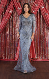 Load image into Gallery viewer, La Merchandise LA1850 Long Sleeve Special Occasion Mermaid Dress - DUSTY BLUE - LA Merchandise