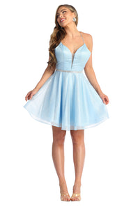 Short Bridesmaids Dress - LA1907 - BABY BLUE - LA Merchandise