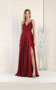 LA Merchandise LA1945 A-Line V-Neck Long Formal Evening Gown