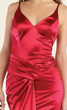 Load image into Gallery viewer, LA Merchandise LA1955 Sleeveless V-Neck Ruched Satin Bridesmaid Gown