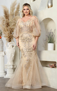 LA Merchandise LA2010 Glitter Plus Size Mermaid Prom Red Carpet Gown