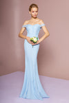 Load image into Gallery viewer, La Merchandise LAS2697 Off the Shoulder Mermaid Chiffon Formal Dress - BABY BLUE - LA Merchandise