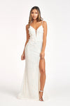 Load image into Gallery viewer, Mermaid Dress w/ Side Slit - LAS3055 - CHAMPAGNE - LA Merchandise