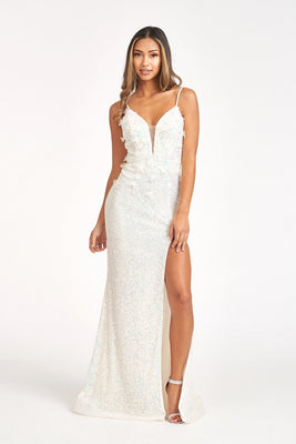 Mermaid Dress w/ Side Slit - LAS3055 - CHAMPAGNE - LA Merchandise