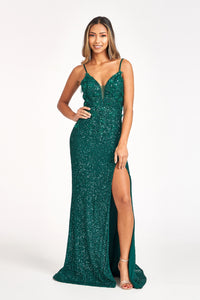 Mermaid Dress w/ Side Slit - LAS3055 - GREEN - LA Merchandise