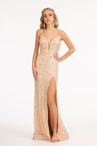 Mermaid Dress w/ Side Slit - LAS3055 - RODE GOLD - LA Merchandise