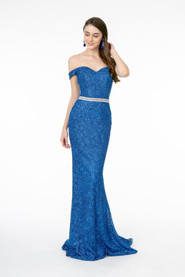 La Merchandise LAS1829 Wholesale Mermaid Glitter Long Prom Formal Gown - ROYAL BLUE - LA Merchandise