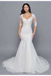 La Merchandise LADK418 Long Sleeve Mermaid Wedding Wholesale Dress - WHITE - LA Merchandise