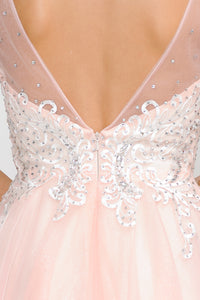 Mesh A-line Formal Gown - LAY8354 - - LA Merchandise