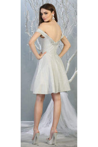 Metallic Cocktail Dress with Pockets - LA1788 - - LA Merchandise