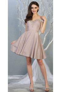 Metallic Cocktail Dress with Pockets - LA1788 - ROSE GOLD - LA Merchandise