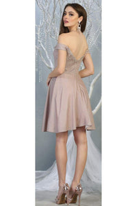 Metallic Cocktail Dress with Pockets - LA1788 - - LA Merchandise