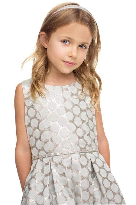 La Merchandise LAK849 Metallic Polka Dot Girls Dress with Pockets - - LA Merchandise