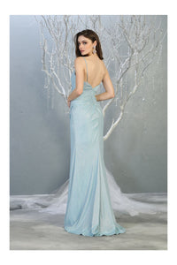 Metallic Spaghetti Strap Evening Dress LA1730 - - Dress LA Merchandise