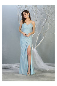 Metallic Spaghetti Strap Evening Dress LA1730 - Baby Blue - Dress LA Merchandise