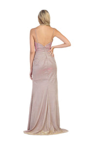 Metallic Spaghetti Strap Evening Dress LA1730 - - Dress LA Merchandise