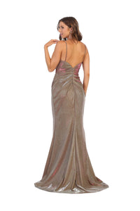 Metallic Spaghetti Strap Evening Dress LA1730 - - Dress LA Merchandise