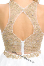 Load image into Gallery viewer, Metallic lace applique &amp; rhinestones short mesh dress- LN8015 - - LA Merchandise