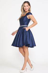 Mikado Bridesmaids Dresses - LAY8416 - NAVY BLUE - LA Merchandise