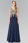 Load image into Gallery viewer, La Merchandise LAS2311 Gold Embroidered Mother Of Bride Formal Gown - NAVY - LA Merchandise