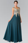 Load image into Gallery viewer, La Merchandise LAS2311 Gold Embroidered Mother Of Bride Formal Gown - TEAL - LA Merchandise